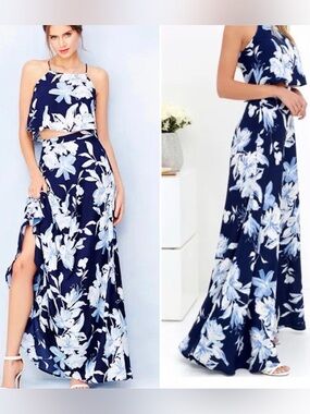 NWT 💙 Lulu's Love For Lanai Two-Piece Maxi Dress Medium